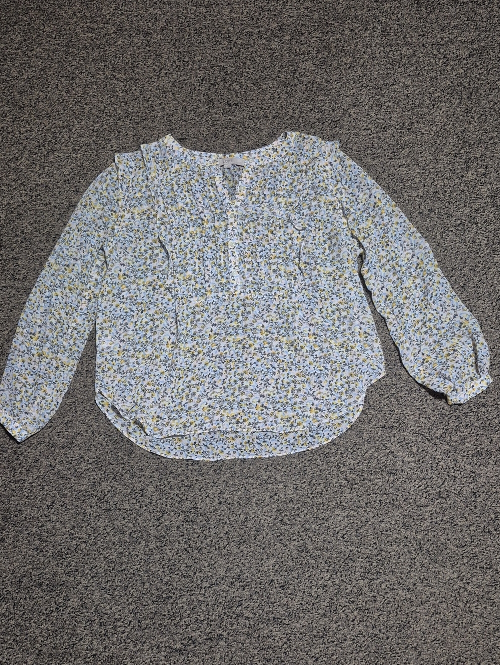 LOFT Blue and Yellow Floral Blouse